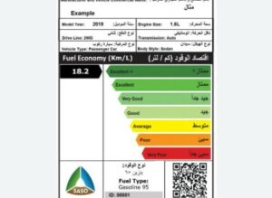 بطاقة كفاءة الطاقة للسيارات تويوتا